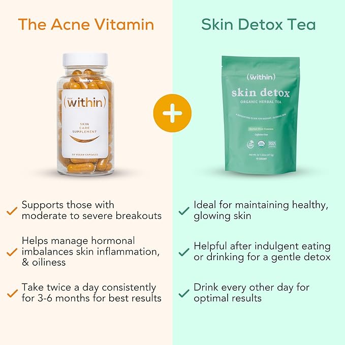 Clear Within Skin Detox Tea – 6 Natural Ingredients for Glowing Skin, Supports Digestion & Gut Health, Promotes Relaxation, Detoxifies Naturally
