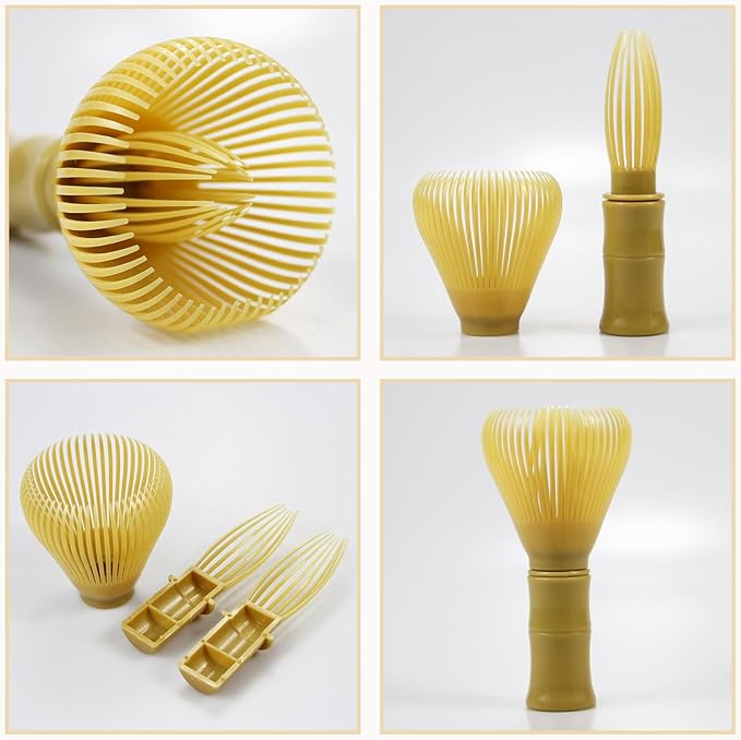 Resin Matcha Whisk Traditional Japanese Chasen Matcha Tea Whisk Gifts for Tea Lovers Reusable Plastic Matcha Whisk for Authentic Tea Preparation (yellow)