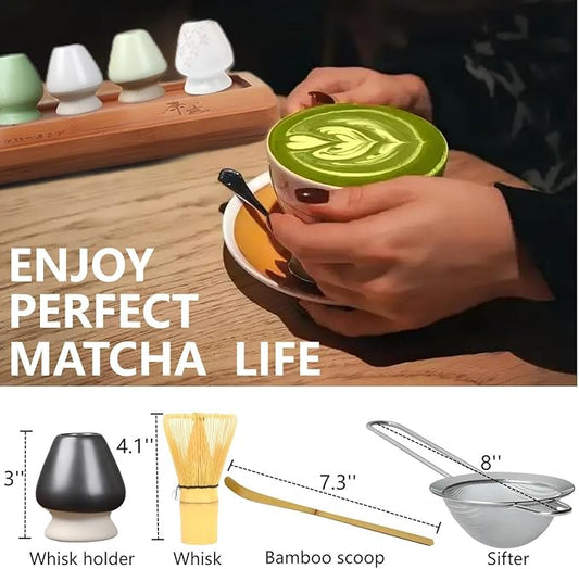 Matcha Whisk Holder Matcha Chasen Whisk Stand Ceramic Holder fit for Traditional Japanese Tea Ceremony Starter (Matte Black)