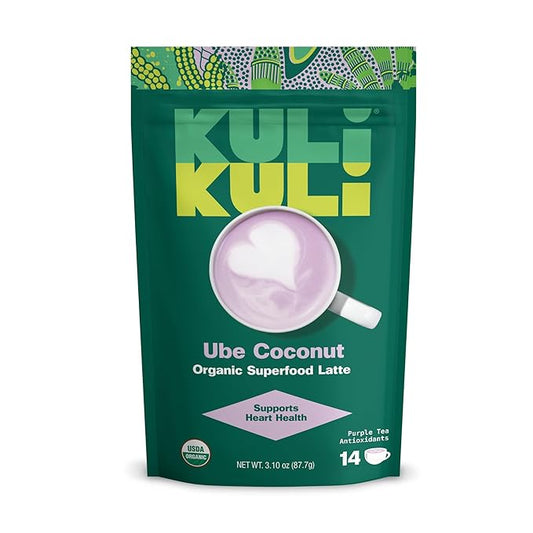 Kuli Kuli Ube Coconut Organic Superfood Latte - Purple Tea from Kenyan Highlands with Ube Yam for Heart Support and Lucuma for Gut Support - Instant Plant-Based Nutrient Blend