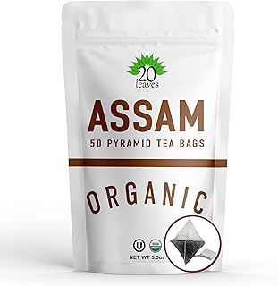 Assam Black Tea - 100% Certified Organic - 50 Pyramid Tea Bags Sachets in Resealable Bag