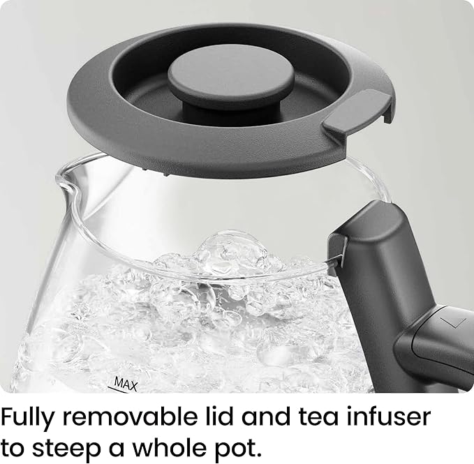 Chefman Electric Kettle with Tea Infuser, 1L 1500W, Removable Lid for Easy Cleaning, Boil-Dry Protection, Stainless Steel Filter, BPA Free