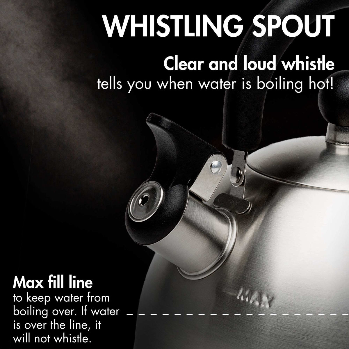 Primula Stewart Whistling Tea Kettle for Stovetop, Stainless Steel Stove Top Kettle with Fast Boil Whistling Spout and Cool