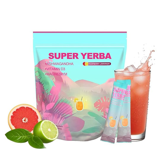Super Yerba Mate Instant Powder Variety Pack - Citrus, Lemon & Grapefruit Flavors | 30 Servings Each | Energy Boost, Mental Clarity, Gut Health & Satiety | Prebiotics, Probiotics, Hot & Cold Brew, Portable (Grapefruit)