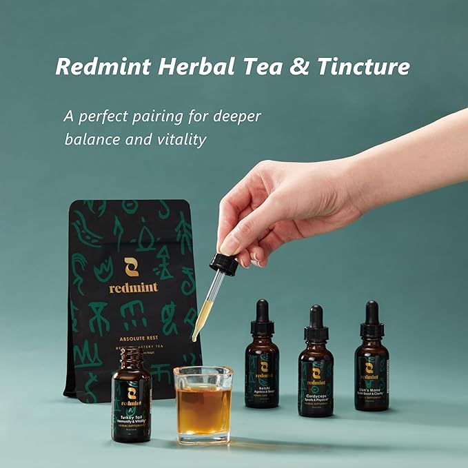 Redmint Absolute Rest Herbal Tea, Natural Sleep Tea Bag for Relaxation and Sleep Support, Rooted in TCM Ingredients with Jujube Date, Barley and Rose