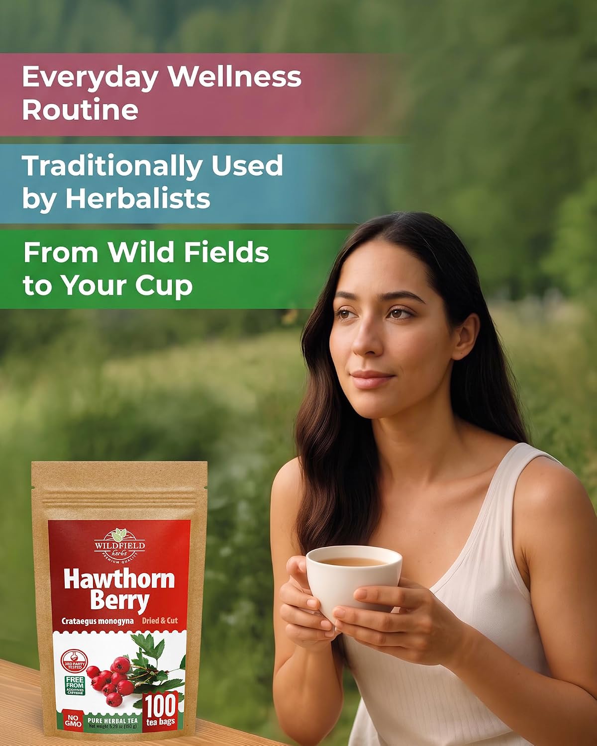 100 Bags Hawthorn Berry Herbal Tea (Crataegi fructus)
