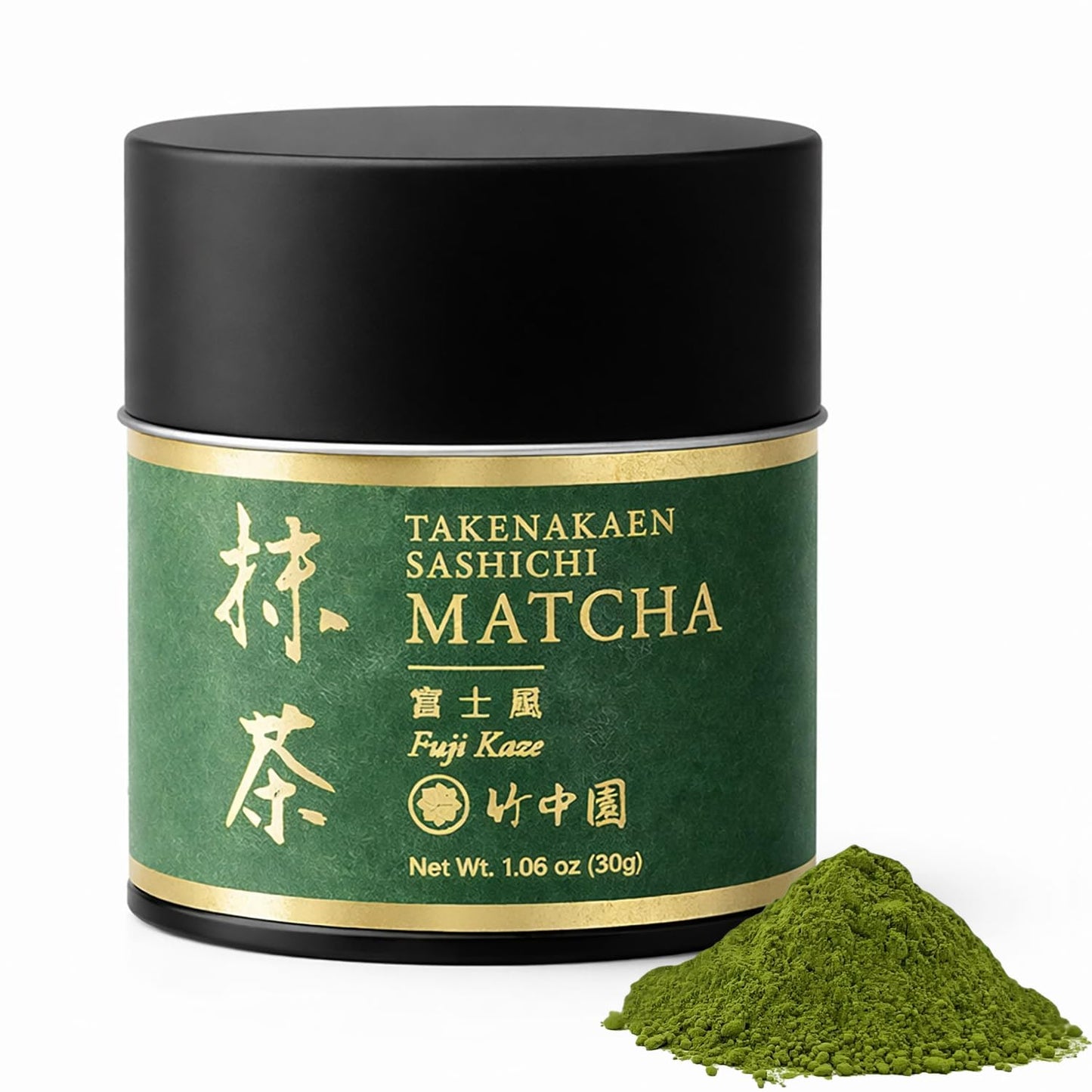 TAKENAKAEN SASHICHI Fujikaze Ceremonial Grade Matcha Powder, First Harvest Japanese Matcha Green Tea, Made in Japan, 30g / 1.06 oz