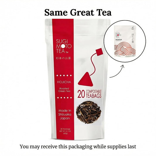 SUGIMOTO TEA Japanese Hojicha Roasted Green 20 Tea Bags (3 Pack) | 100% Made in Japan, Shizuoka, Roasted Green Tea Stems, 20 Tea Bags, Pack of 3