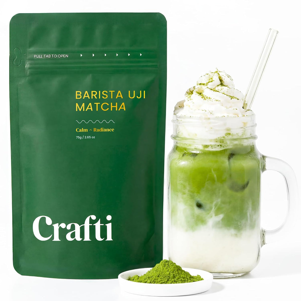 Crafti Barista Premium Culinary Grade Uji Matcha - Authentic Japanese Matcha Green Tea Powder from Kyoto, Japan for Matcha Lattes (75g / 2.65oz)