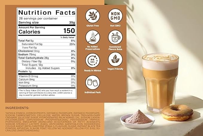 Flavfar Less Sugar 2 in 1 Milk Tea Powder, 2.2 lb – Instant Powdered Drink, Serve Hot or Cold – Authentic Taiwanese Flavor for Bubble Tea at Home