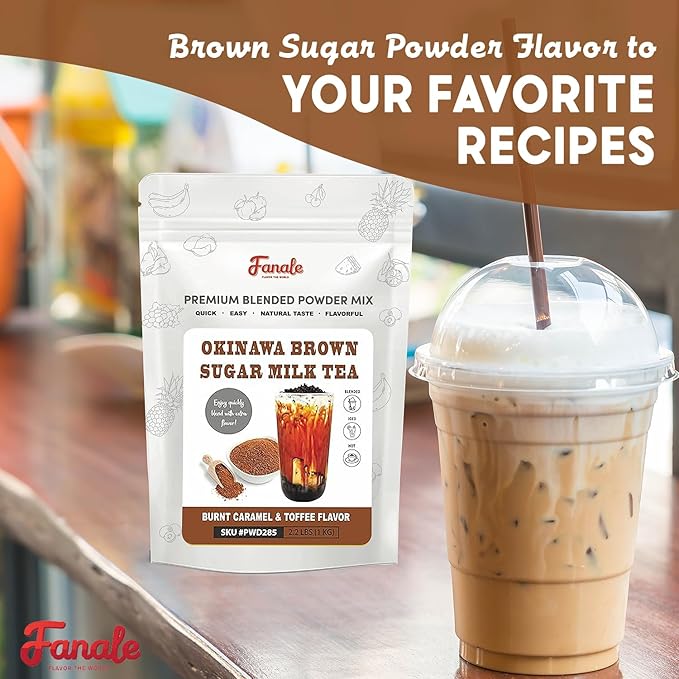 Fanale Premium Okinawa Brown Sugar Milk Tea Flavoring Powder | Perfect for Baking, Smoothies, Desserts and Drinks | Instant Flavoring Powder for Boba Milk Tea - 2.2 lb 1kg | PWD285