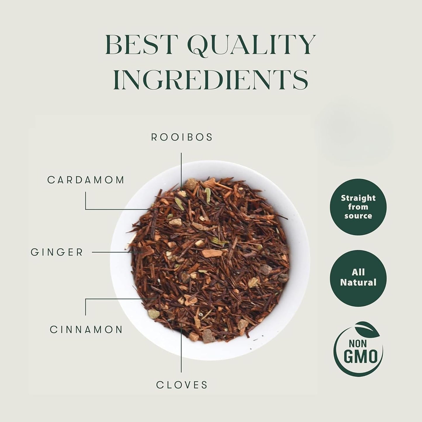Luxmi Estates Rooibos Chai Herbal Tea, 50 Biodegradable Tea Bags (100g, 3.53oz, 50 Cups) | South African Rooibos with Indian Chai Spices - Cardamom, Cinnamon, Ginger &amp; Cloves | Chai Bulk Pack, Caffeine Free, Vegan