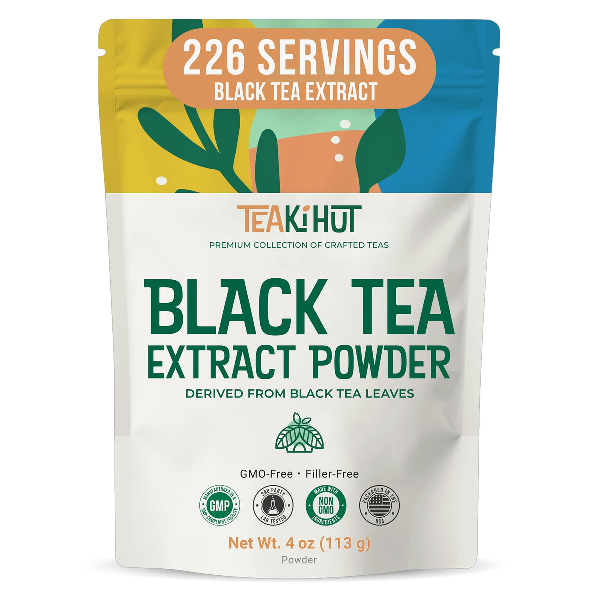 TEAki Hut Instant Black Tea Extract Powder, Unsweetened Iced Tea Extract, 4oz