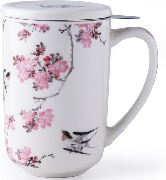 AmorArc Tea Cup With Infuser and Lid, 18oz Loose Leaf Tea Mug With Steeper