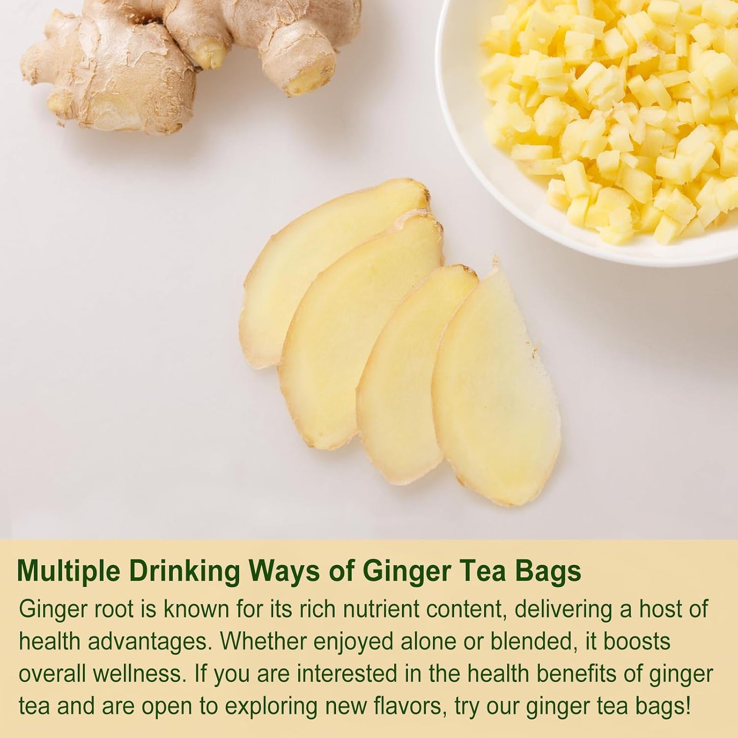 Jarteela - Ginger Tea Bags, 80 Ct, Ginger Root Teabags | Ginger root with warm, spicy notes. Supports gentle digestion and helps maintain healthy-looking skin. Caffeine-free, Non-GMO