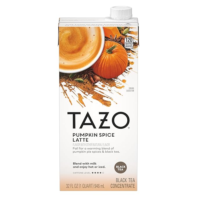 TAZO Pumpkin Spice Latte Black Tea Concentrate, 32 Fl Oz Carton (Pack of 2)