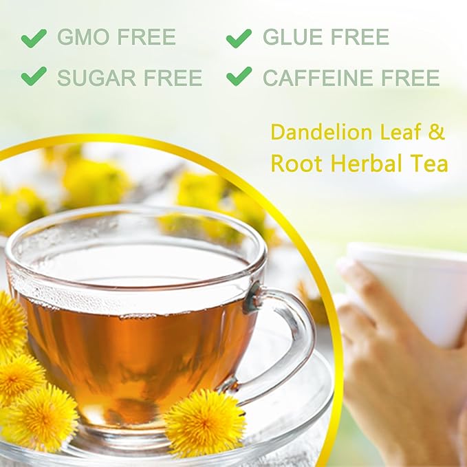 TZTZBOM Natural Dandelion Leaf & Root Tea bags, Energizing Dandelion Tea for Liver & Kidney Health & Boost Immune System (20 Tea Bags) Non-GMO - Caffeine-free