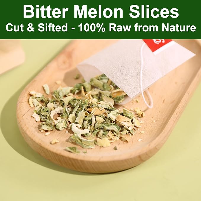 FullChea - Bitter Melon Tea, 2g X 40 Count - Premium Natural Dried Momordica Charantia - Cut & Sifted - Non-GMO - Caffeine-free