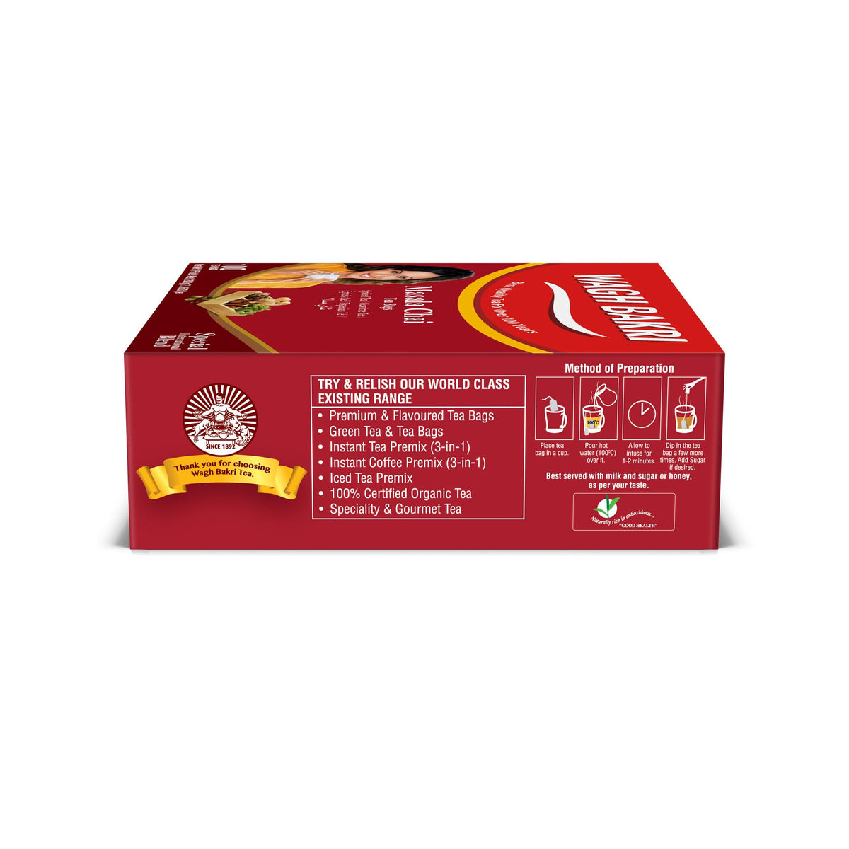 Wagh Bakri Chai Tea Bags, 100 Tea bags of Special International Blend, 200 grams