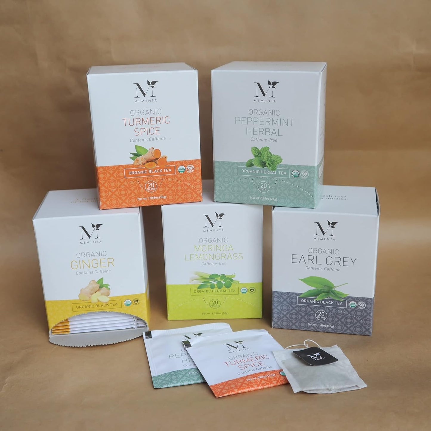 Mementa Inc Organic Earl Grey Tea - 20 Individually Wrapped Earl Grey Tea Bags Per Box, Pack of 6 - Premium Quality, Certified Organic Ingredients for a Refreshing Experience