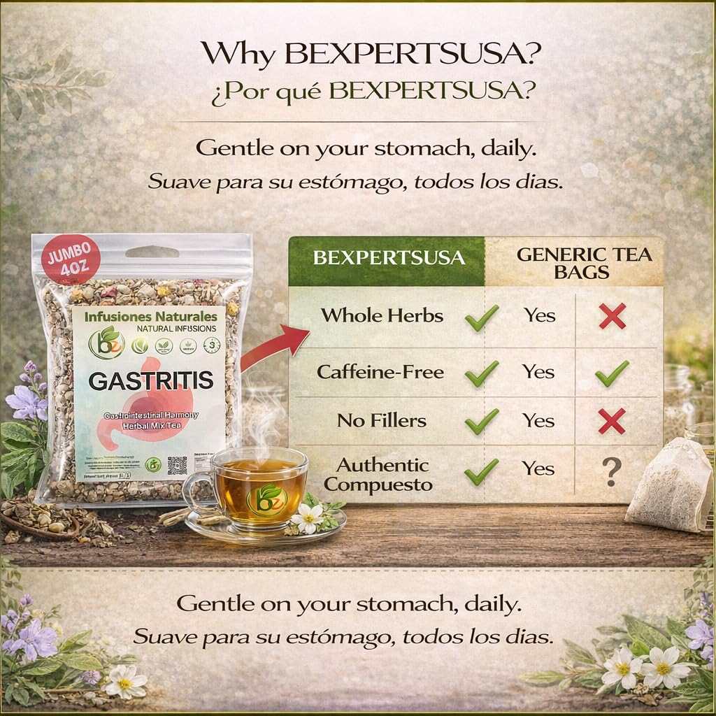 Gastritis-BYE Herbal Tea – 100% Natural Herbal Infusion – Compuesto de Hierbas Naturales – 4 oz – Herbal Mixture for Digestive Comfort – Té para Bienestar Estomacal – Non-GMO | No Cafeína