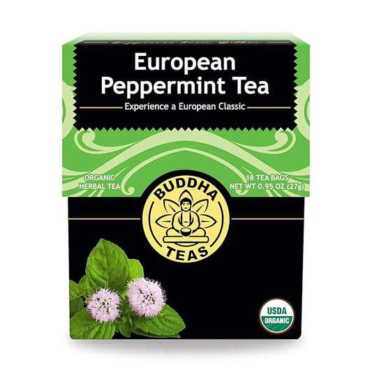 Buddha Teas Organic European Peppermint Tea - OU Kosher, USDA Organic, Ccof, 18 Bleach-Free Tea Bags
