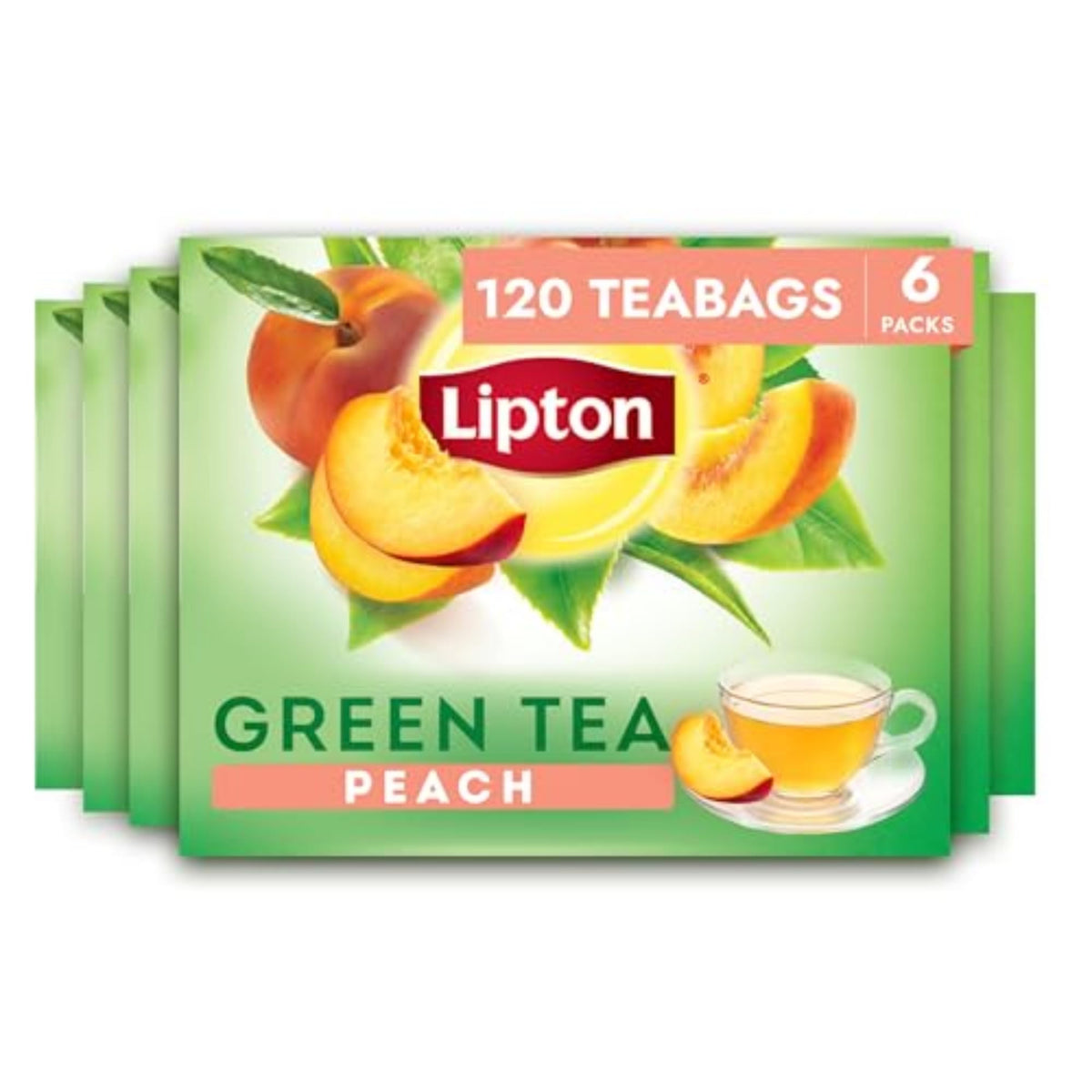 Lipton Peach Green Tea Bags, 120 Count (20ct - Pack of 6)