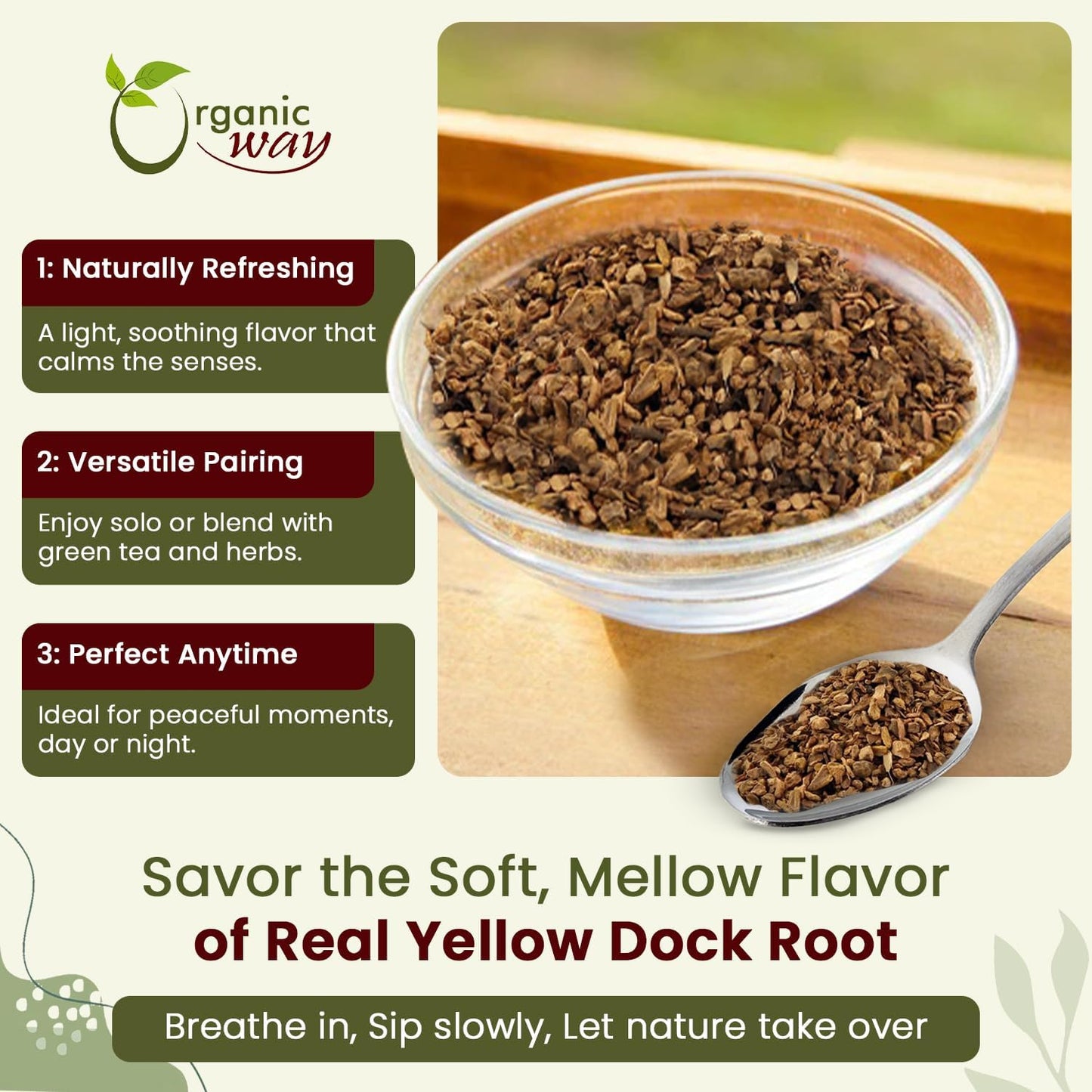 Organic Way Yellow Dock Root Cut &amp; Sifted - Herbal Tea (8 Oz)