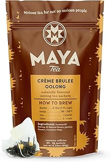 Maya Tea Creme Brulee Oolong Tea Sachets, Contains Caffeine, All Natural, Pack of 20