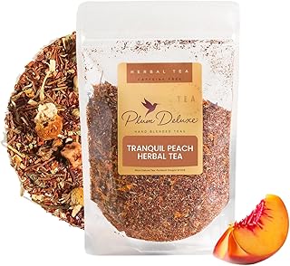 Tranquil Peach Herbal Tea – Caffeine-Free Loose Leaf Blend with Chamomile, Peach and Pineapple – Soothing Hot or Iced Tea for Relaxation – 75 to 100 Cups – Ethically Sourced and Hand-Blended in USA