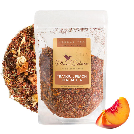 Tranquil Peach Herbal Tea – Caffeine-Free Loose Leaf Blend with Chamomile, Peach and Pineapple – Soothing Hot or Iced Tea for Relaxation