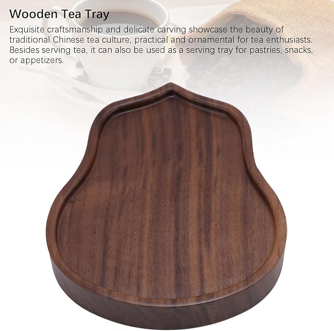 Chinese Style Wooden Gongfu Tea Tray, Small Tea Table Serving Tray Multifunctional Use for Home Office Decor Wood Material 12.5x10x1.8cm
