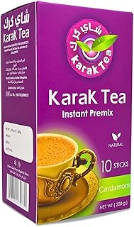 Karak Tea Instant Premix Cardamom Natural Chai Powder Oriental Egyptian Arab Egypt Arabic Kosher Halal (1 Pack = 10 Sachets x 20 gm) شاى كرك بالهيل سريع التحضير