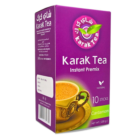 Karak Tea Instant Premix Cardamom Natural Chai Powder Oriental Egyptian Arab Egypt Arabic Kosher Halal (1 Pack = 10 Sachets x 20 gm) شاى كرك بالهيل سريع التحضير