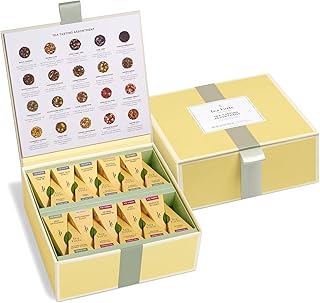 Tea Forte Premium Tea Chest Presentation Box Gift Set Sampler, 40 Count Individually Wrapped Handcrafted Pyramid Tea Infuser Bags, Assorted Classic