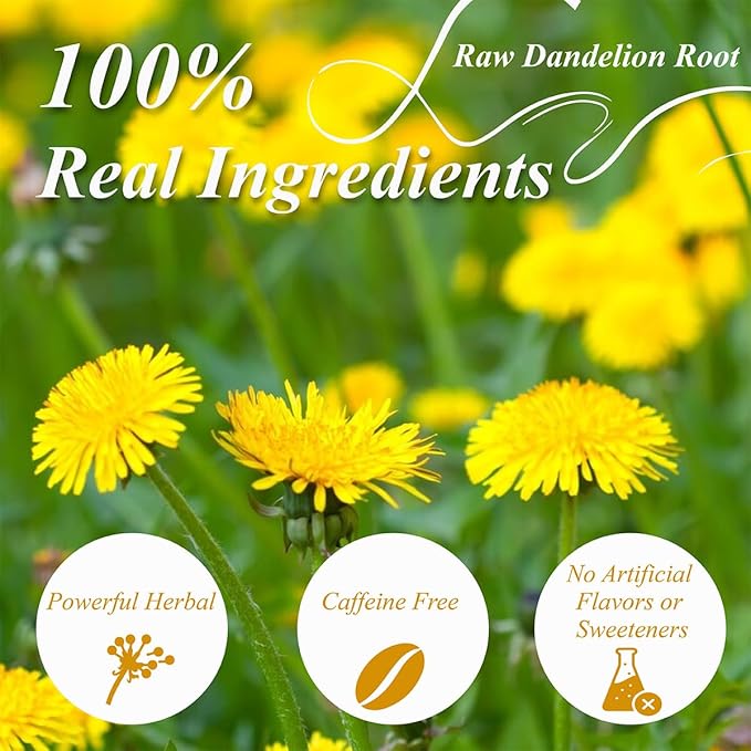 WT Weetee Raw Dandelion Root Tea Bags, 100 Count Premium Dandelion Tea, Natural, Unprocessed, Earthy Flavor, Caffeine Free Herbal Tea