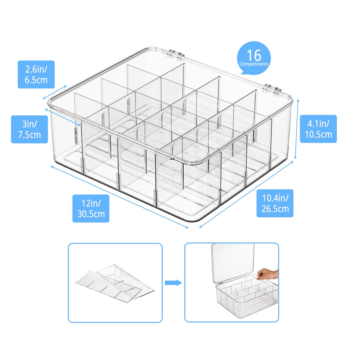 YYICO Tea Bag Organizer With Lid: XXL Tea Box for Tea Organizer And Storage