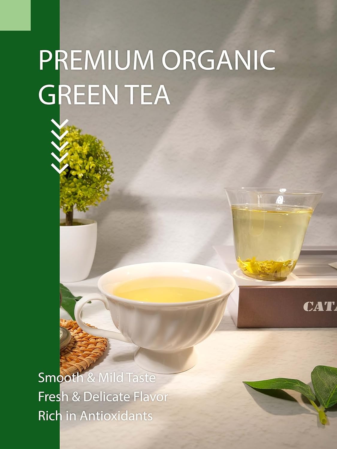 HYNTMYT Organic Green Tea Loose Leaf, USDA Organic Green Tea, Smooth & Crisp Taste, Lower Caffeine, 16oz