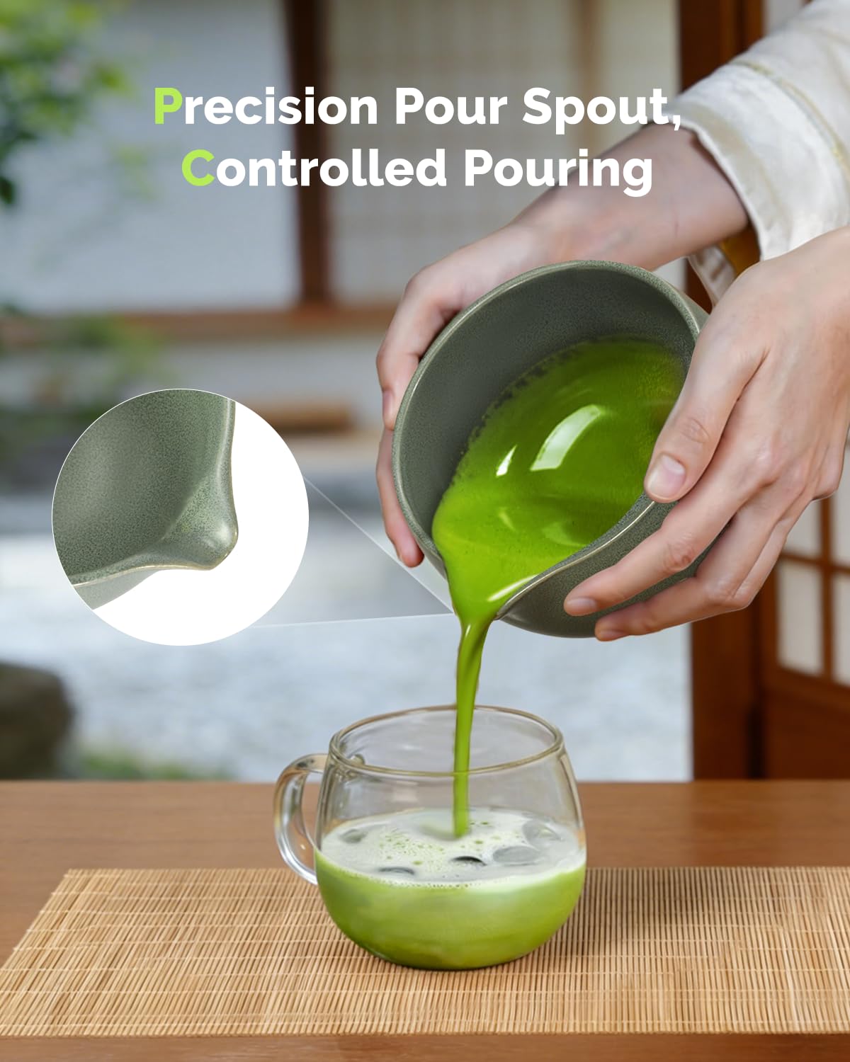 Maestri House Matcha Whisk Set, 7-Piece Kit with Spouted Ceramic Bowl