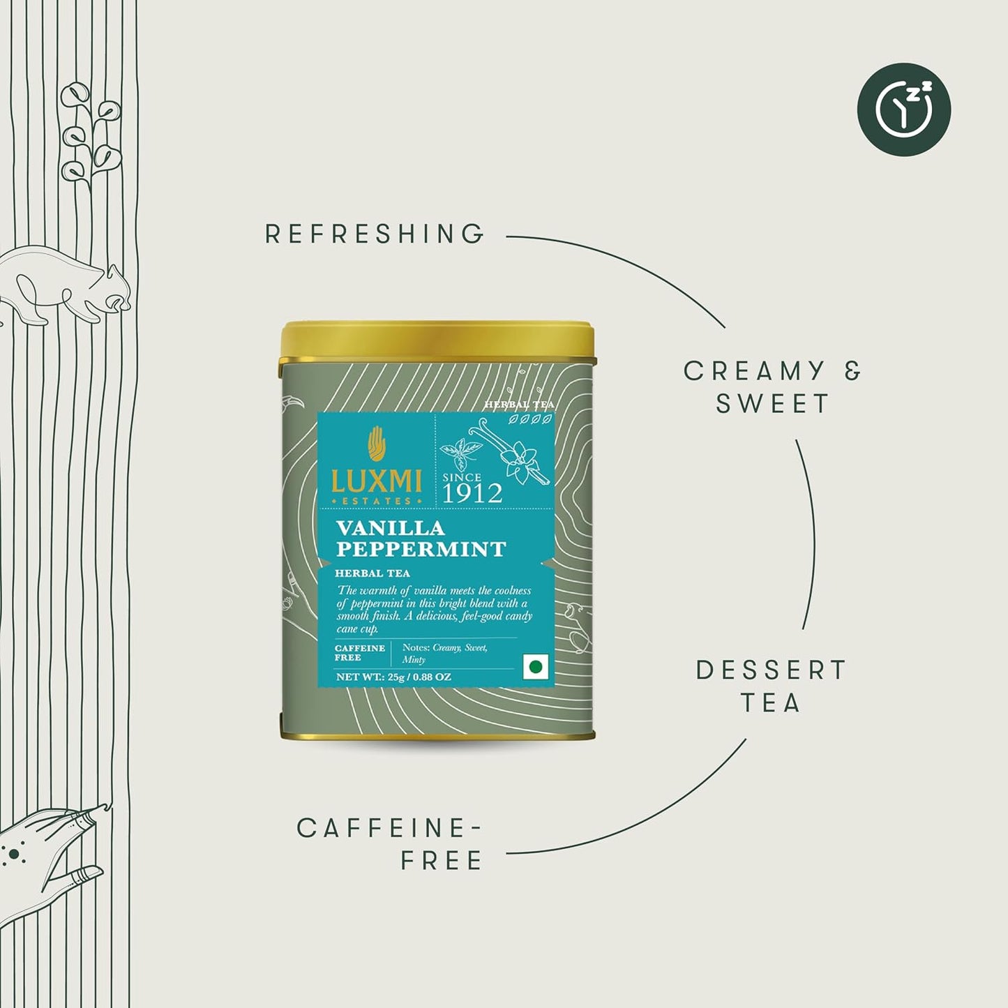 Luxmi Estates Peppermint Vanilla Tea 25g/0.88oz (12 Cups)|Natural Sweetness of Vanilla, Peppermint for Digestion