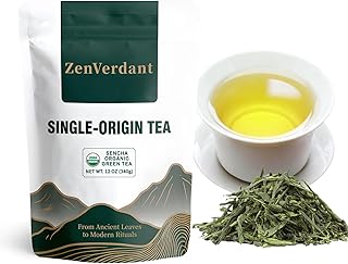 ZenVerdant Organic Sencha Green Tea Loose Leaf (12 oz) – USDA Certified Japanese-Style, Bright & Smooth Non-Bitter Brew | 100+ Servings, Rich in Antioxidants for Daily Calm & Steady Focus