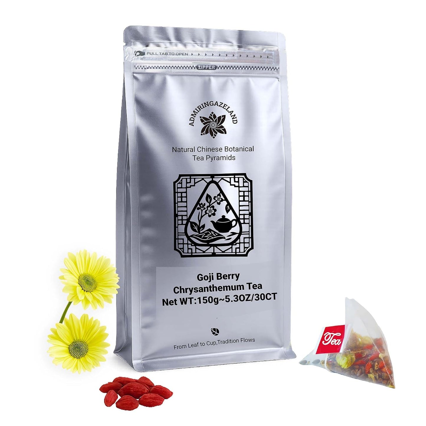 ADMIRINGAZELAND Goji Berry Chrysanthemum Tea Bags 30 CT Chinese Herbal Tea