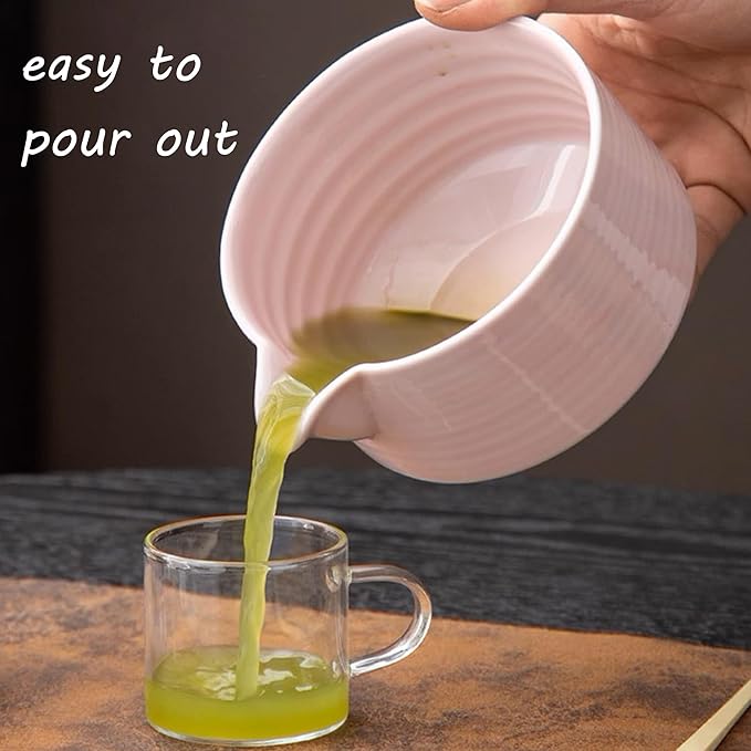 Matcha Whisk Set, 5 Pcs Matcha Kit for Matcha Lovers - Matcha Bowl with Spout, Matcha Whisk and Holder