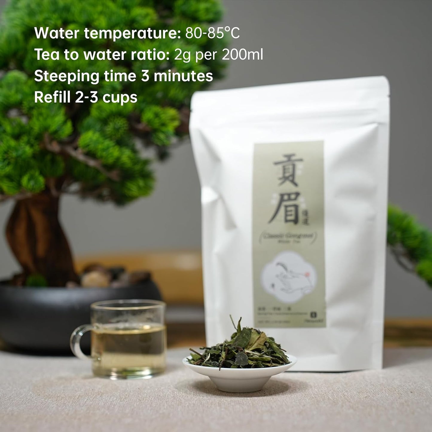 iTeaworld Gongmei Loose Leaf White Tea,Low Caffeine Multiple Steeping 1.7oz