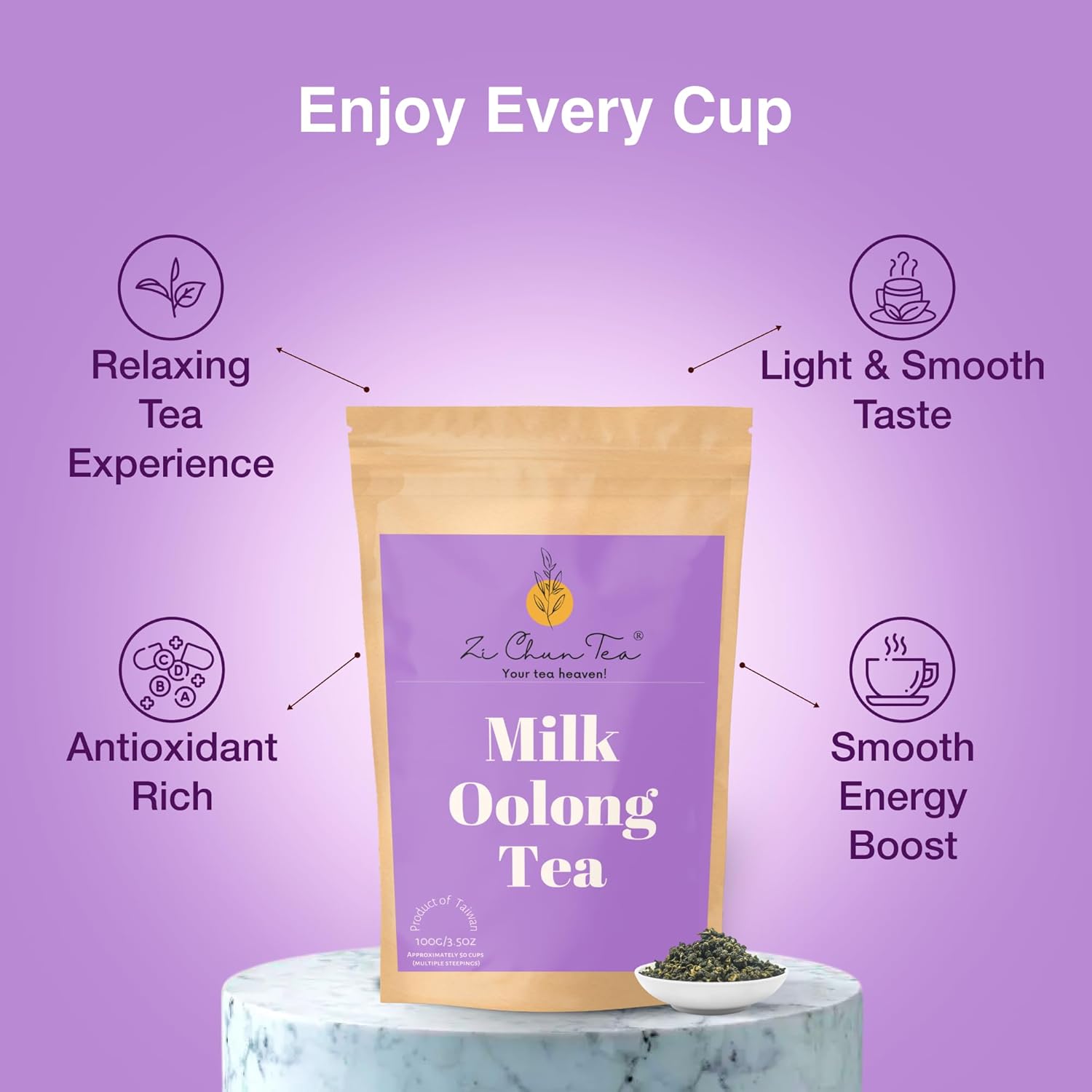 Organic Milk Oolong Tea | Premium Taiwanese Loose Leaf Milky Oolong Tea, Naturally Creamy & Lightly Nutty Aroma, Hand-Picked, Non-GMO | High Mountain Milk Oolong Tea from Taiwan | Jin Xuan | 3.5 oz