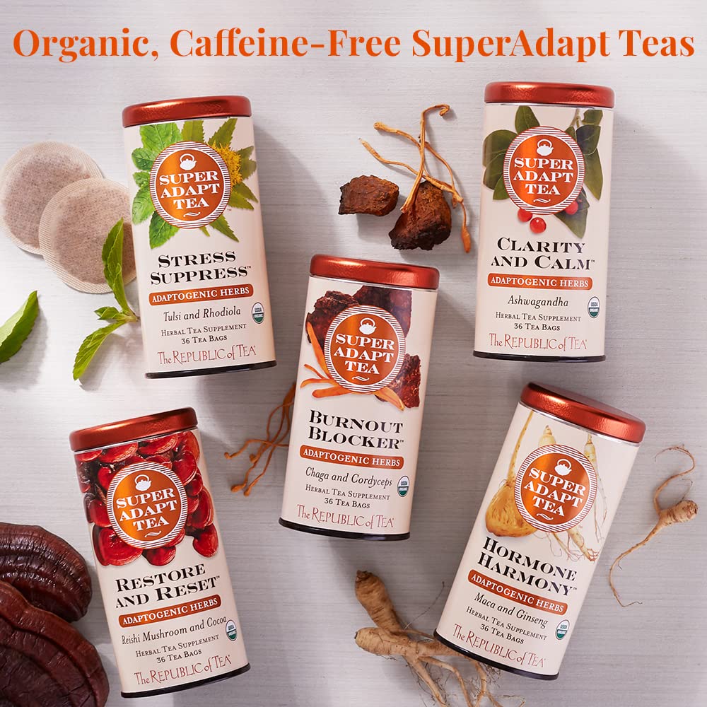 The Republic of Tea SuperAdapt Clarity and Calm Organic Herbal Tea, 36 Ct