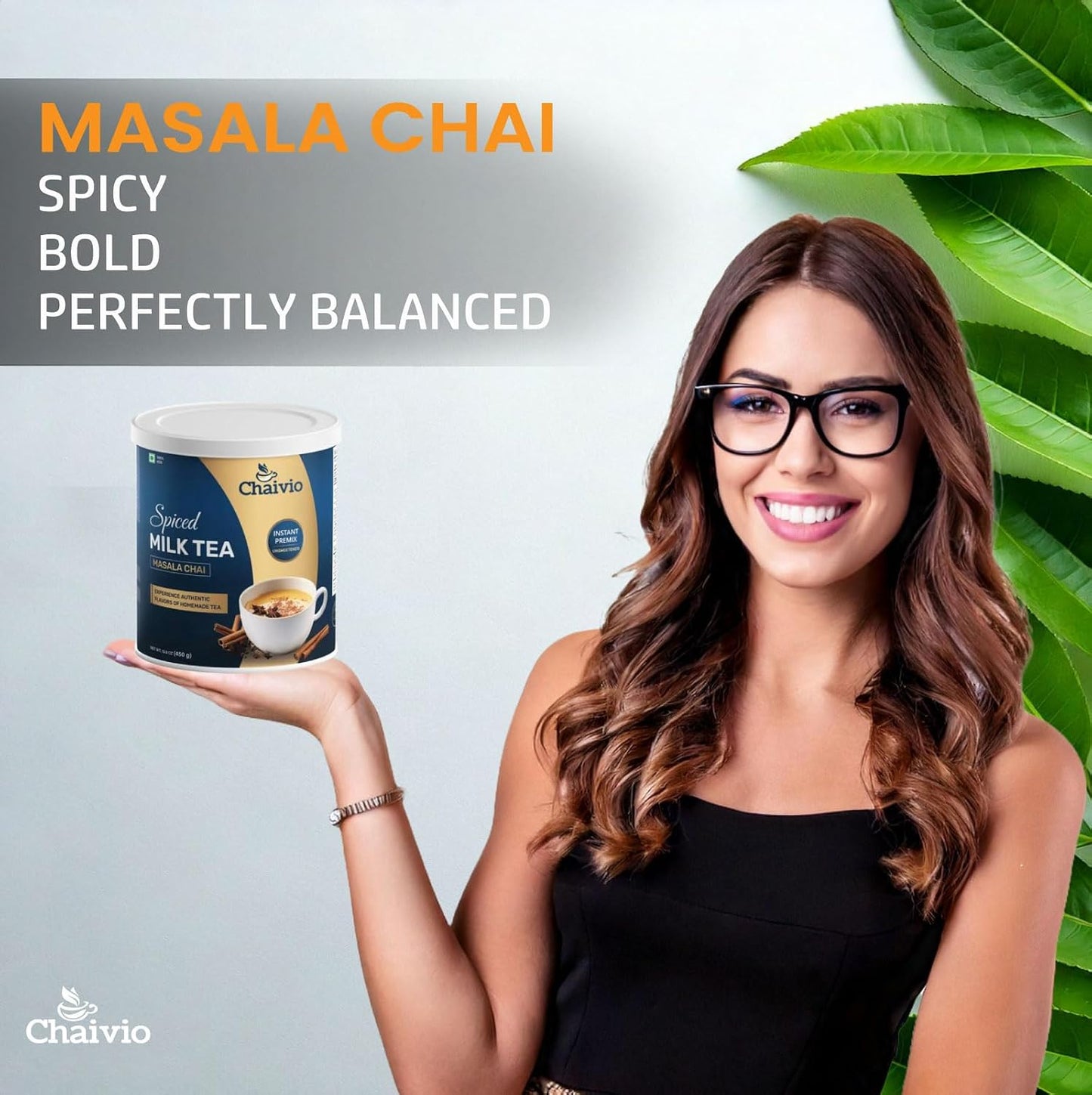 Chaivio Masala Chai Tea Latte, Unsweetened Instant Powder, Authentic Chai-with Natural Ingredients, No Preservatives, Tea Powder, Quick and Healthy Chai(1 lb)