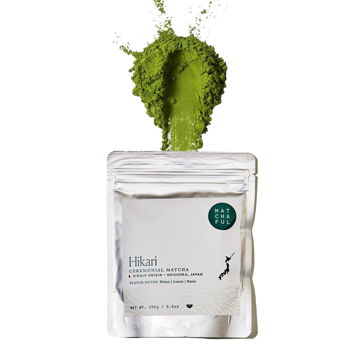 Matchaful - Hikari - Single Origin Ceremonial Matcha - 100g Bag | Fine Green Tea Powder, Direct-Trade From Shizuoka, Japan - Smooth and Creamy with Flavor Notes of Walnut, Lemon, Butter