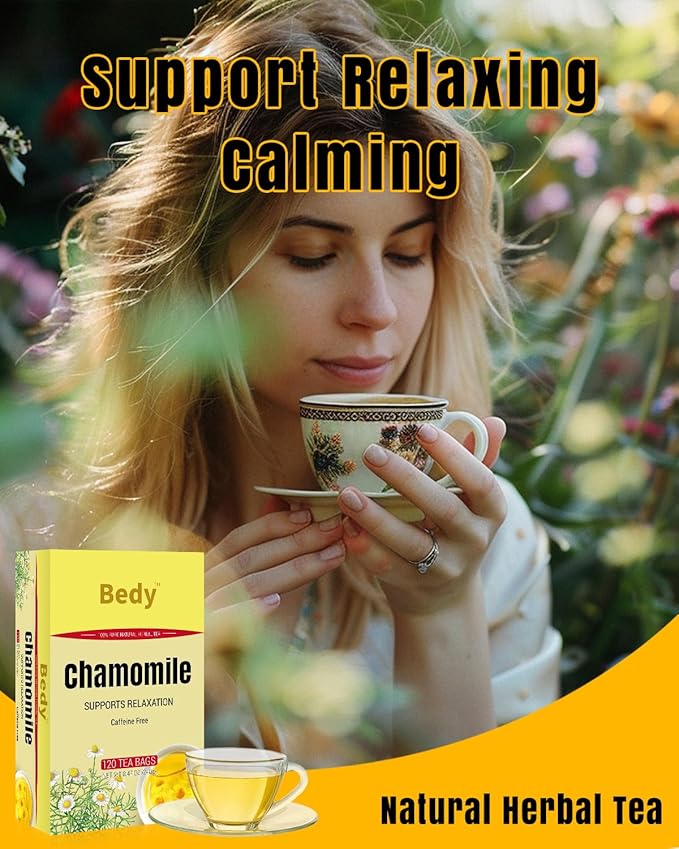 Bedy Chamomile Tea Relaxing & Calming, 120 Teabags Individually Wrapped Herbal Tea, Non-GMO, Caffeine Free