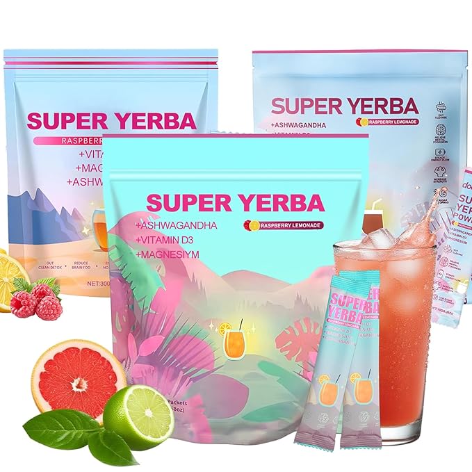 Super Yerba Mate Instant Powder Variety Pack - Citrus, Lemon & Grapefruit Flavors | 30 Servings Each | Energy Boost, Mental Clarity, Gut Health & Satiety | Prebiotics, Probiotics, Hot & Cold Brew, Portable (3pcs/set)